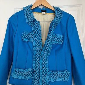 J. Crew Women's Vibrant Blue Textured Blazer